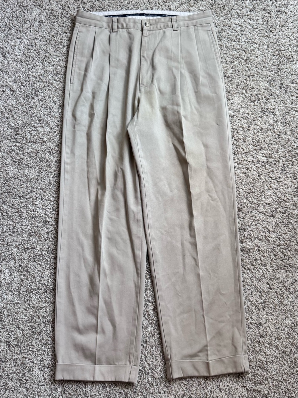 Vintage Polo Ralph Lauren Men’s 33x30 Pleated Hammond Pants Beige Khaki Cotton